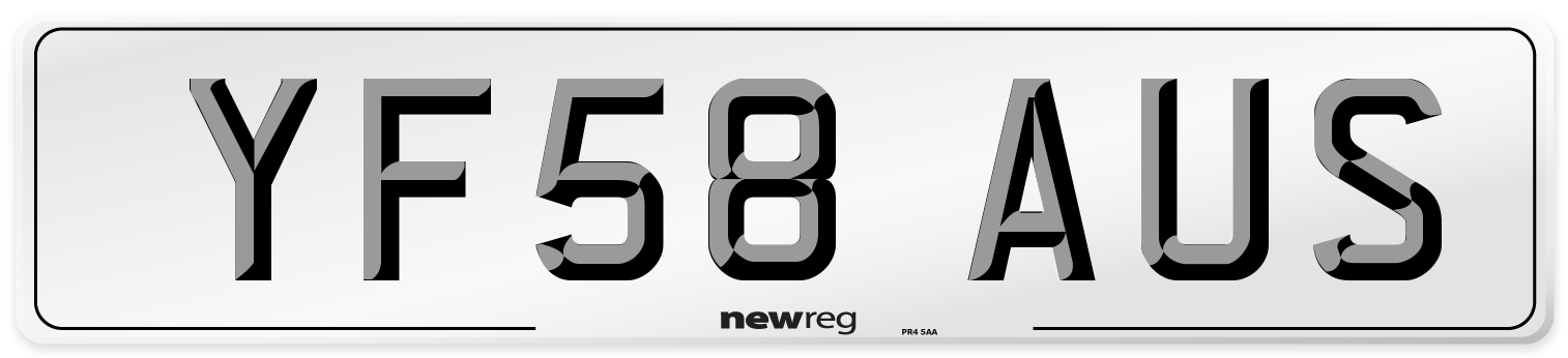 YF58 AUS Number Plate from New Reg